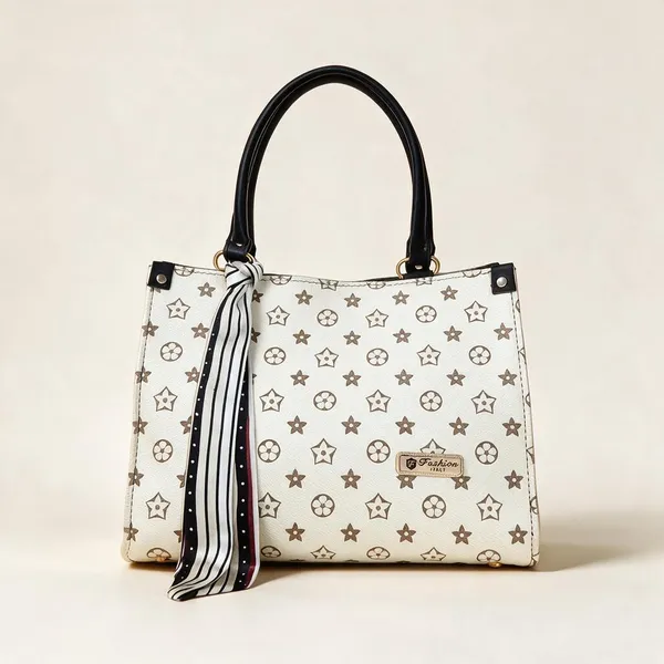 White_Synthetic_Leather_Printed_Crossbody_Bag_For_Women