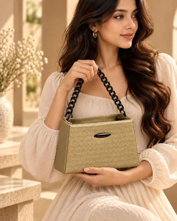 Camel_Synthetic_Leather_Embossed_Cross_Body_Bag_For_Women