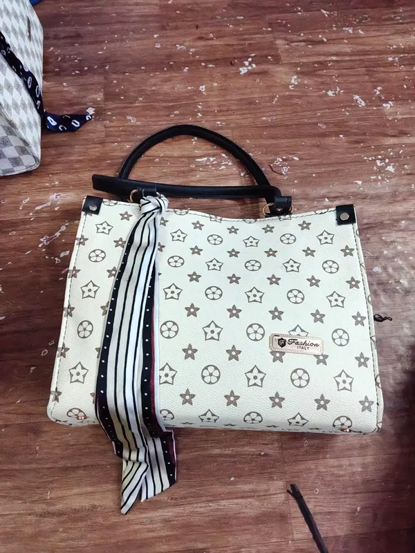 White_Synthetic_Leather_Printed_Crossbody_Bag_For_Women