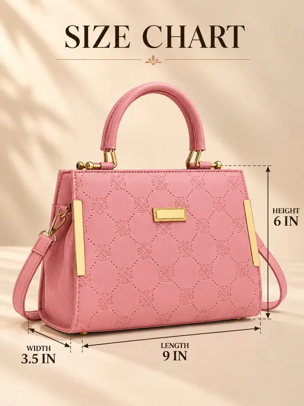 Pink_Synthetic_Leather_Embossed_Crossbody_Bag_For_Women