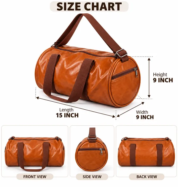 Tan_Synthetic_Leather_Duffle_Gym_Bag_For_Unisex