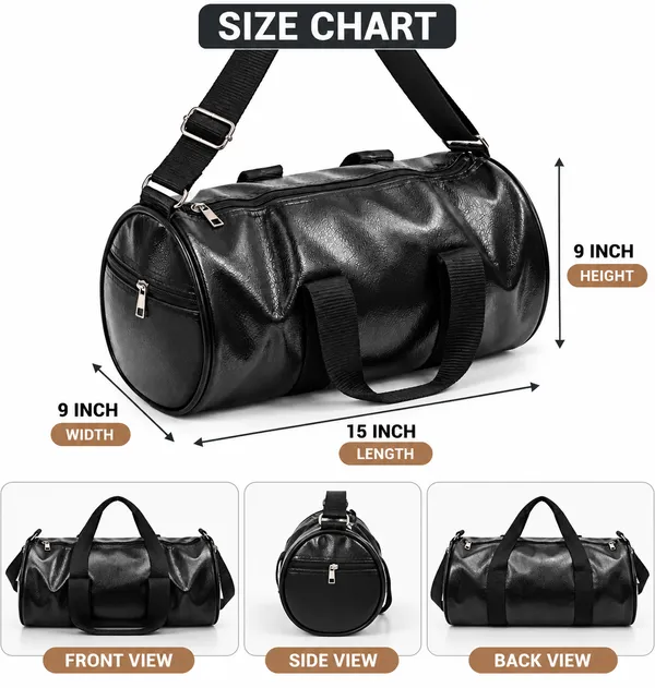 Black_Synthetic_Leather_Duffle_Gym_Bag_For_Unisex
