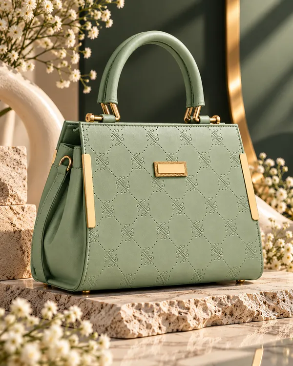 Green_Synthetic_Leather_Embossed_Crossbody_Bag_For_Women