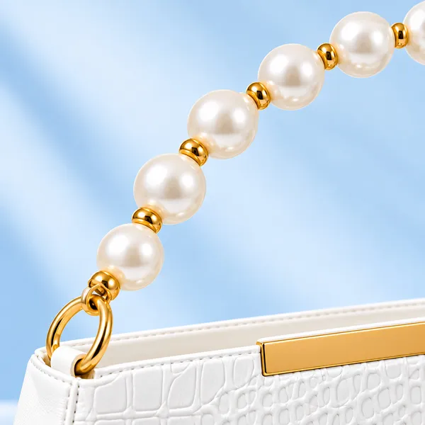 White_Synthetic_Leather_Embossed_Crossbody_Bag_For_Women