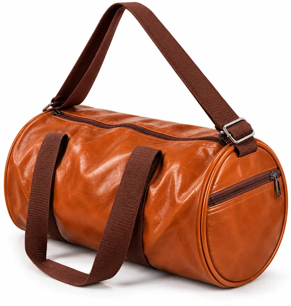 Tan_Synthetic_Leather_Duffle_Gym_Bag_For_Unisex