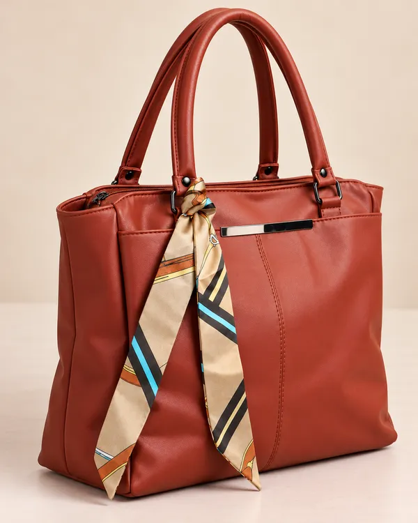Copper_Synthetic_Leather_Structured_Tote_Bag_For_Women