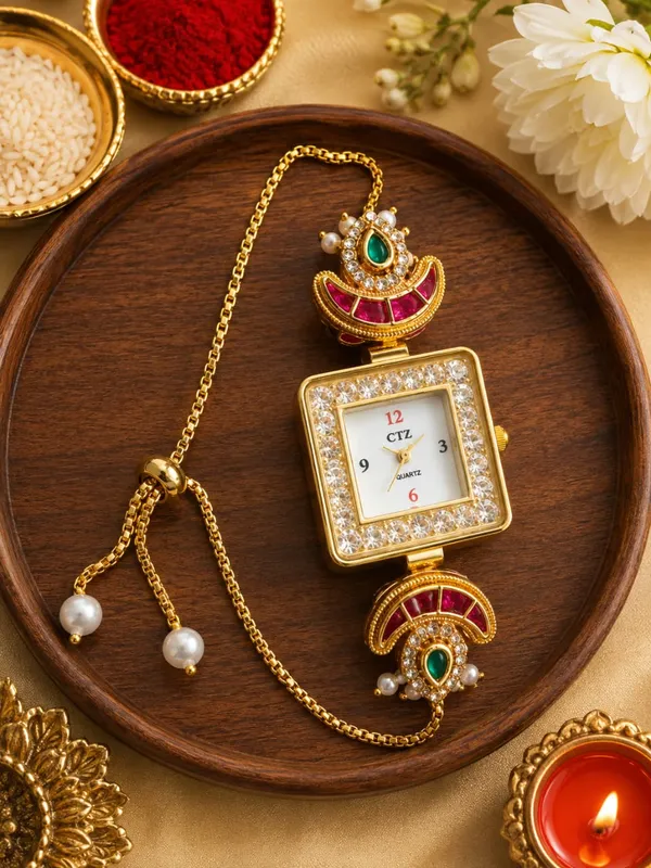 Gold_Tone_Ethnic_Bracelet_Watch_For_Women