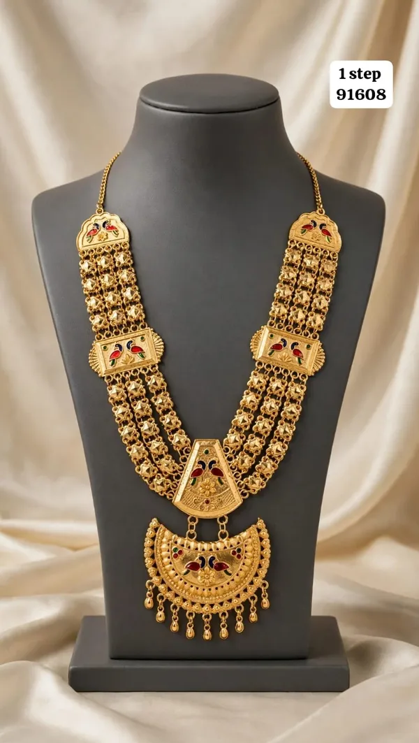 Gold_Tone_Meenakari_Temple_Necklace_For_Women