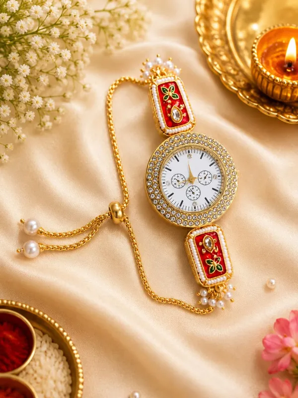 Gold_Tone_Embellished_Chain_Watch_Bracelet_For_Women