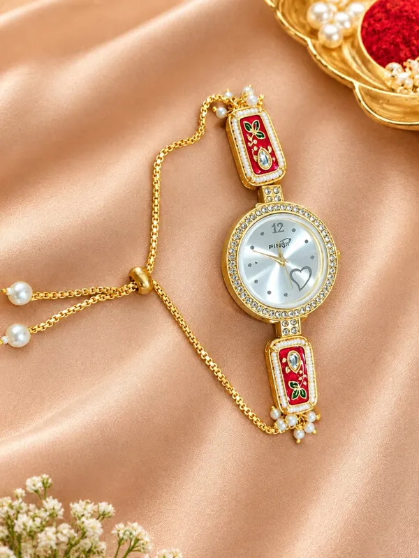 Gold_Tone_Decorative_Bracelet_Watch_For_Women