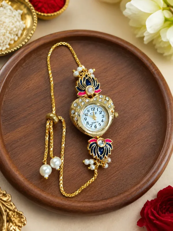 Gold_Tone_Pearl_Bracelet_Watch_For_Women