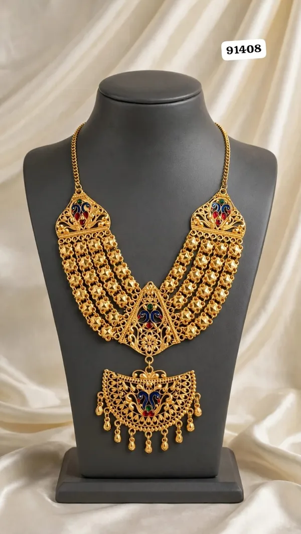 Gold_Tone_Traditional_Enamel_Necklace_Set_For_Women