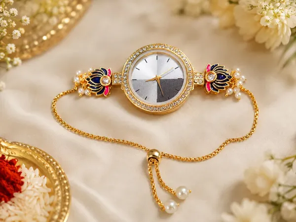 Gold_Tone_Pearl_Charm_Bracelet_Watch_For_Women