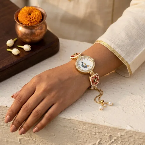 Gold_Tone_Peacock_Watch_Bracelet_For_Women