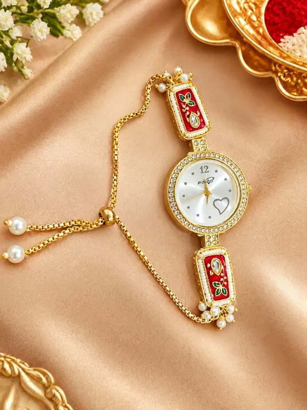 Gold_Tone_Pearl_Chain_Analog_Bracelet_Watch_For_Women