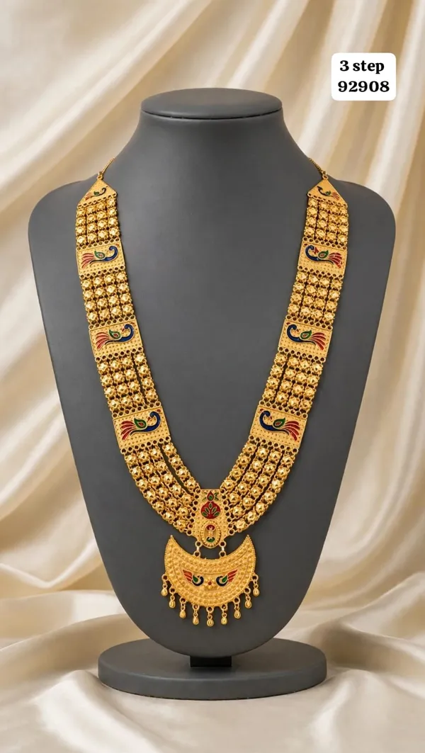 Gold_Tone_Peacock_Motif_Long_Necklace_For_Women