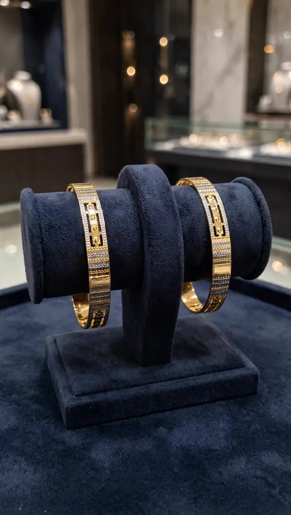 Gold_Tone_Textured_Bangle_Set_For_Women