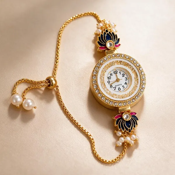 Gold_Tone_Floral_Watch_Bracelet_For_Women