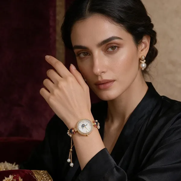 Gold_Tone_Peacock_Bracelet_Watch_For_Women