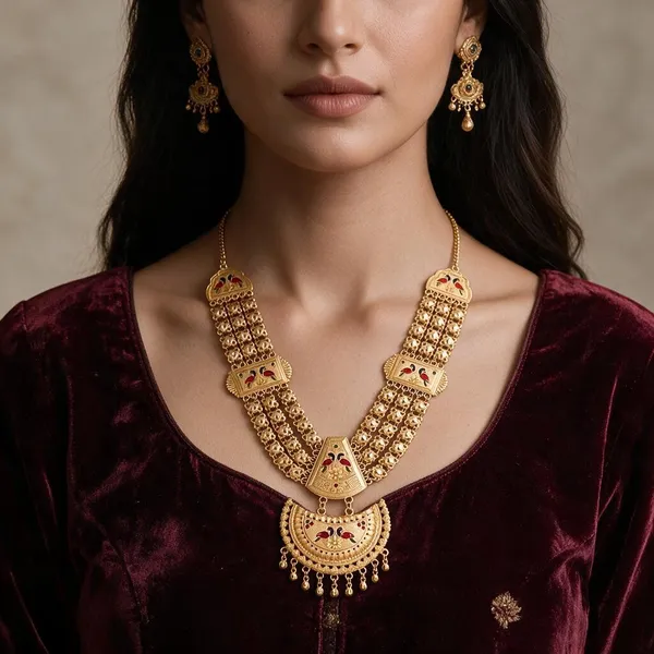 Gold_Tone_Meenakari_Temple_Necklace_For_Women