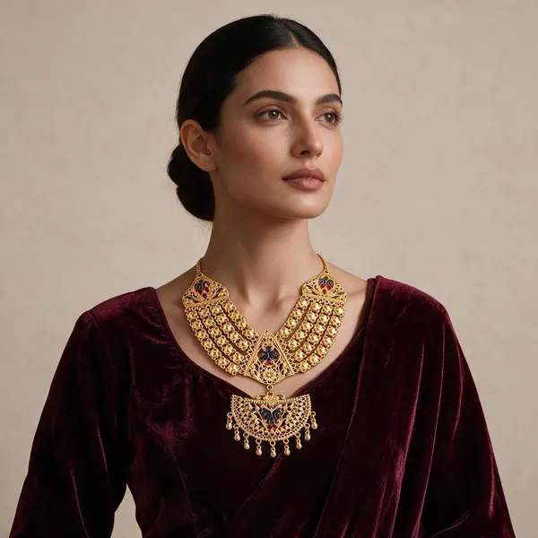 Gold_Tone_Traditional_Enamel_Necklace_Set_For_Women
