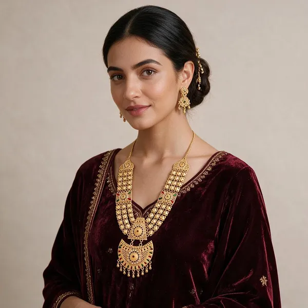 Gold_Tone_Traditional_Long_Necklace_For_Women