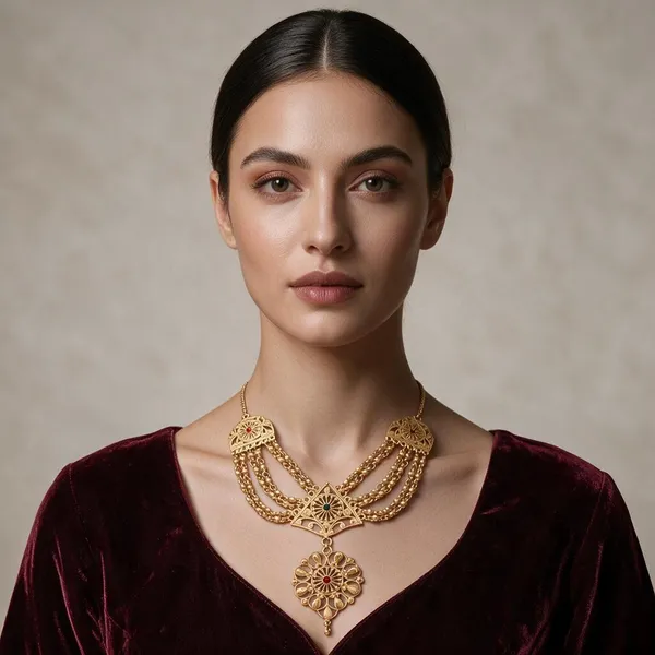 Gold_Tone_Traditional_Layered_Necklace_For_Women
