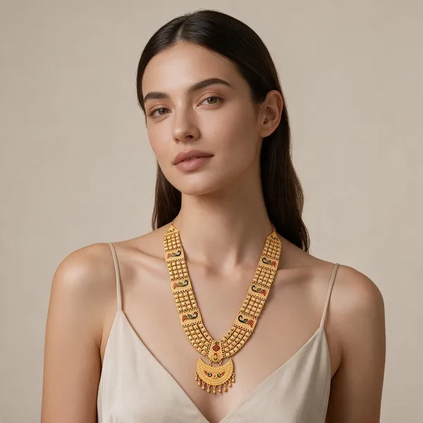 Gold_Tone_Peacock_Motif_Long_Necklace_For_Women