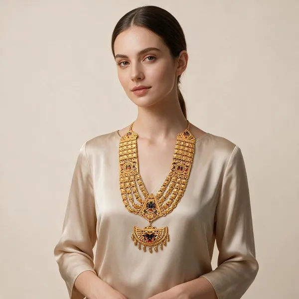 Gold_Tone_Traditional_Long_Necklace_Set_For_Women