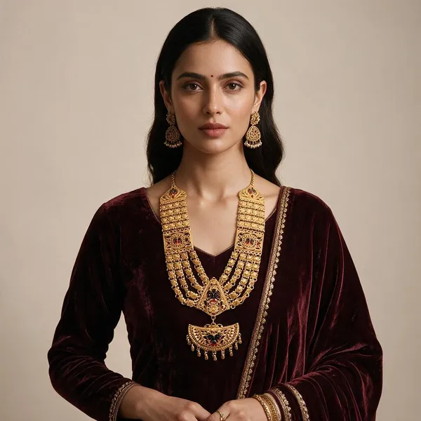 Gold_Tone_Traditional_Long_Necklace_Set_For_Women