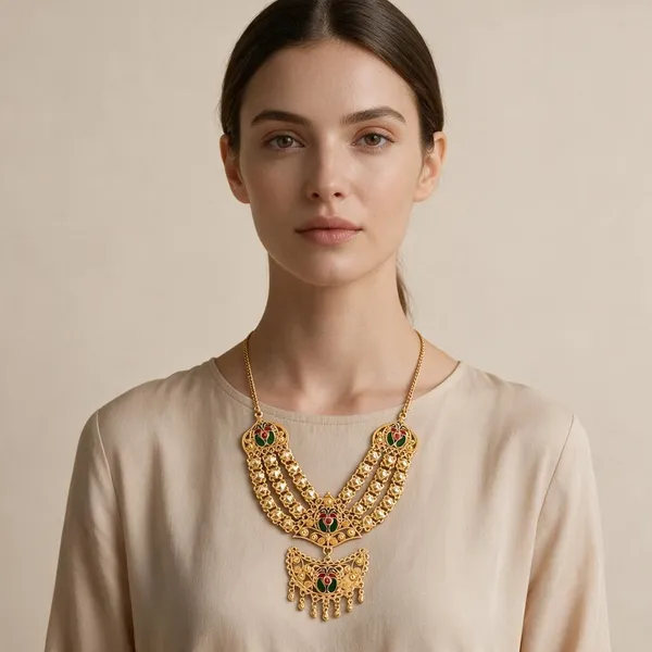 Gold_Tone_Traditional_Necklace_Set_For_Women