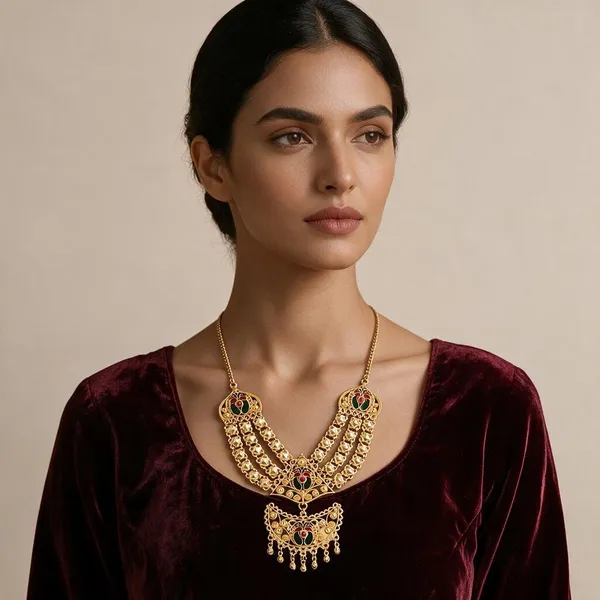 Gold_Tone_Traditional_Necklace_Set_For_Women