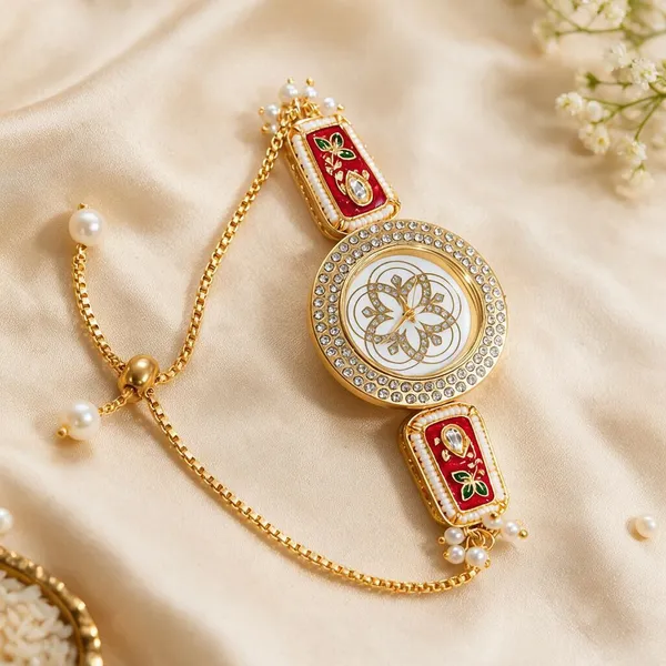 Red_Gold_Tone_Beaded_Watch_Bracelet_For_Women