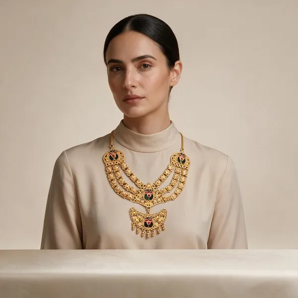 Gold_Tone_Traditional_Necklace_Set_For_Women