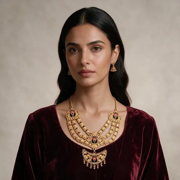Gold_Tone_Traditional_Necklace_Set_For_Women
