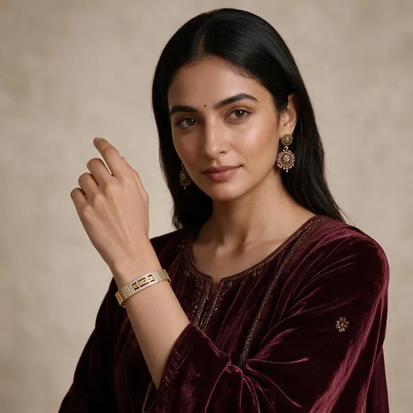 Gold_Tone_Textured_Bangle_Set_For_Women