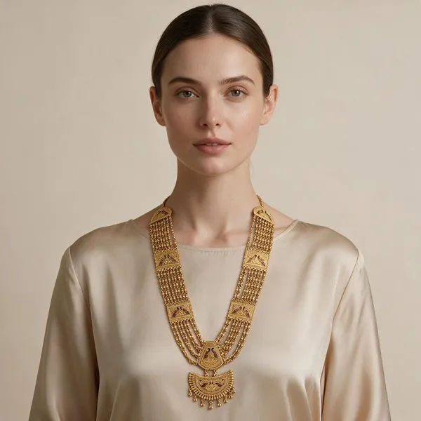 Gold_Tone_Traditional_Layered_Necklace_Set_For_Women