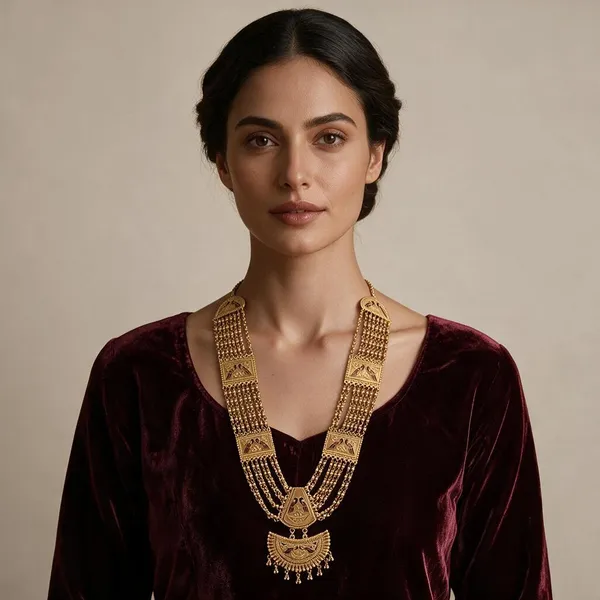 Gold_Tone_Traditional_Layered_Necklace_Set_For_Women