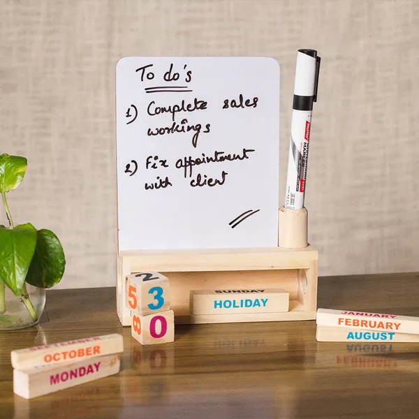 Wooden_Perpetual_Desk_Calendar_With_Whiteboard
