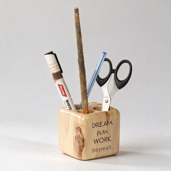Ivei_Wooden_Pen_Stand_Cube_And_Paperweight