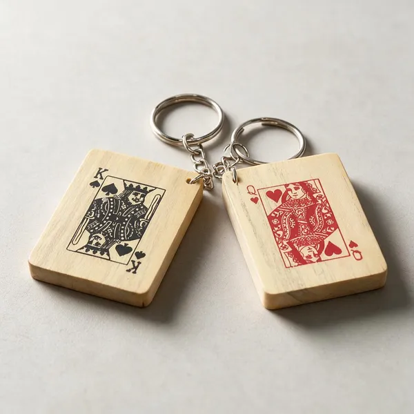 Wooden_King_And_Queen_Printed_Keyrings_Set_Of_2