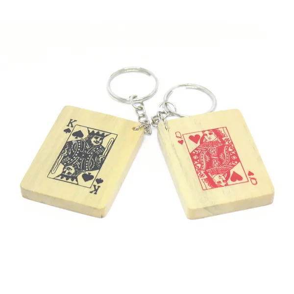 Wooden_King_And_Queen_Printed_Keyrings_Set_Of_2