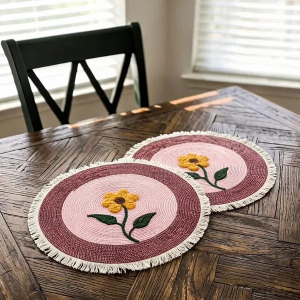Multicolor_Pure_Wool_Yarn_Table_Mats_For_Home_And_Bedroom_Decor_(Pack_of_2_)