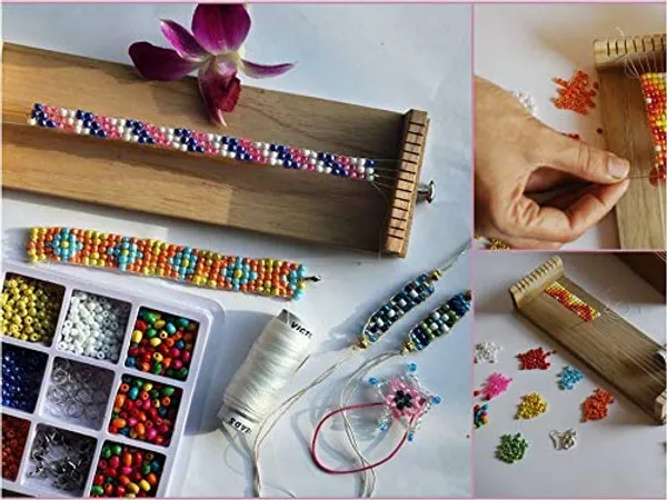 Active_Hands_Diy_Bead_Loom_Craft_Kit_With_Portable_Wooden_Loom_Fasteners_Yarn_And_Glass_Beads