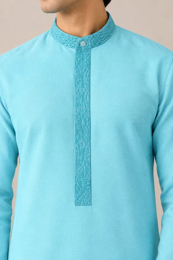 Blue_Embroidered_Straight_Kurta_for_Men