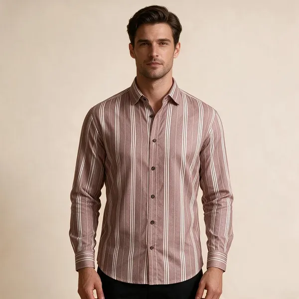 Brown_Striped_Collared_Shirt_For_Men