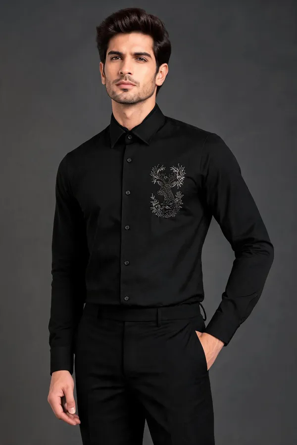 Black_Embroidered_Regular_Fit_Shirt_For_Men