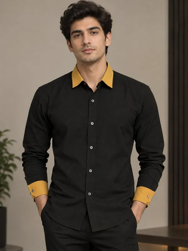Black_Contrast_Collar_Full_Sleeve_Shirt_for_Men