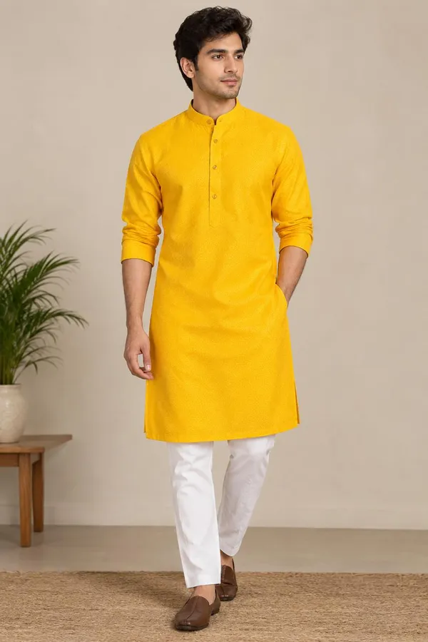 Yellow_Straight_Fit_Kurta_for_Men
