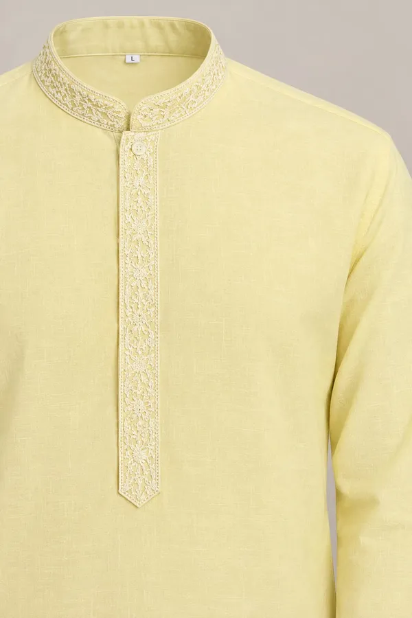 Yellow_Embroidered_Straight_Kurta_for_Men